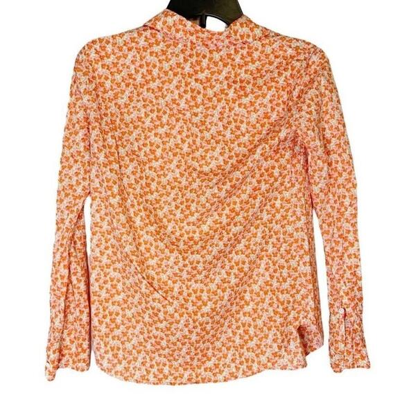 J. Crew Floral Novelty Print Collared Long Sleeve Button Down Shirt Blouse Sz 00 - Picture 2 of 6